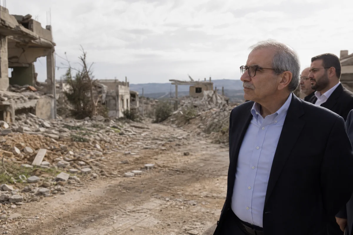 Lebanon’s prime minister tours shattered southern village, calls for Israeli military withdrawal